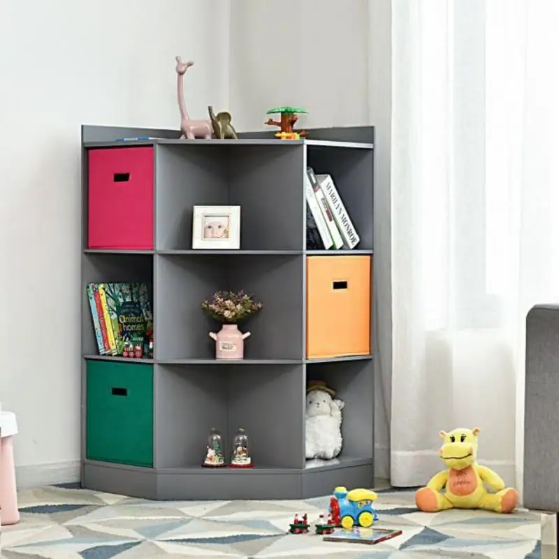 3-Tier Kids Storage Shelf Corner Cabinet with 3 Baskets-Gray
3-Tier Kids Storage Shelf Corner Cabinet with 3 Baskets-Gray
