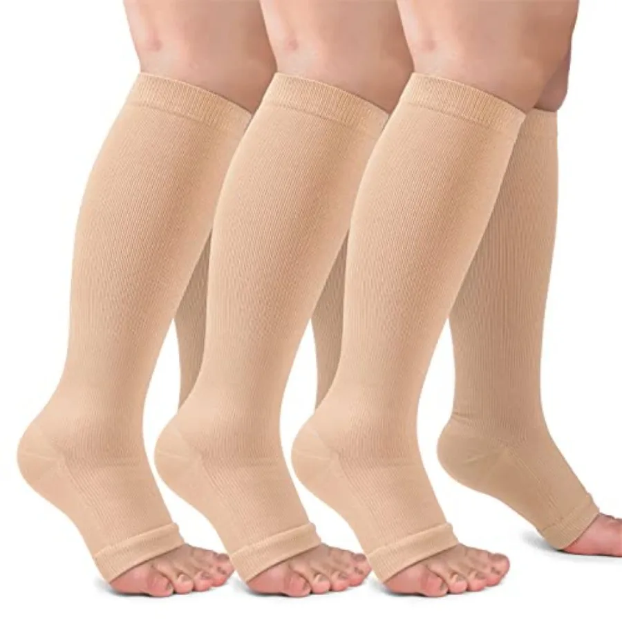 3 Pack Copper Compression Socks for Women and Men, 20-30mmHg Open Toe Knee High Stockings for Circulation Support
3 Pack Copper Compression Socks for Women and Men, 20-30mmHg Open Toe Knee High Stockings for Circulation Support