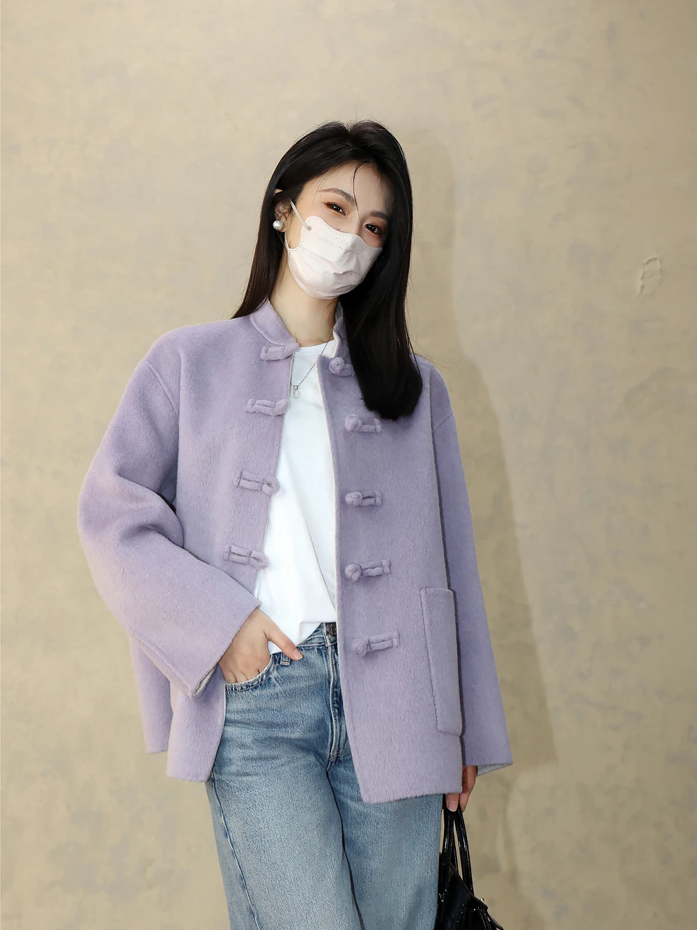 High-End Hand-Sewn New Chinese Sle Women's Coat Autumn Winter Woolen Coat Fur Collar Single-Breasted Pure Color Long Sve
High-End Hand-Sewn New Chinese Sle Women's Coat Autumn Winter Woolen Coat Fur Collar Single-Breasted Pure Color Long Sve