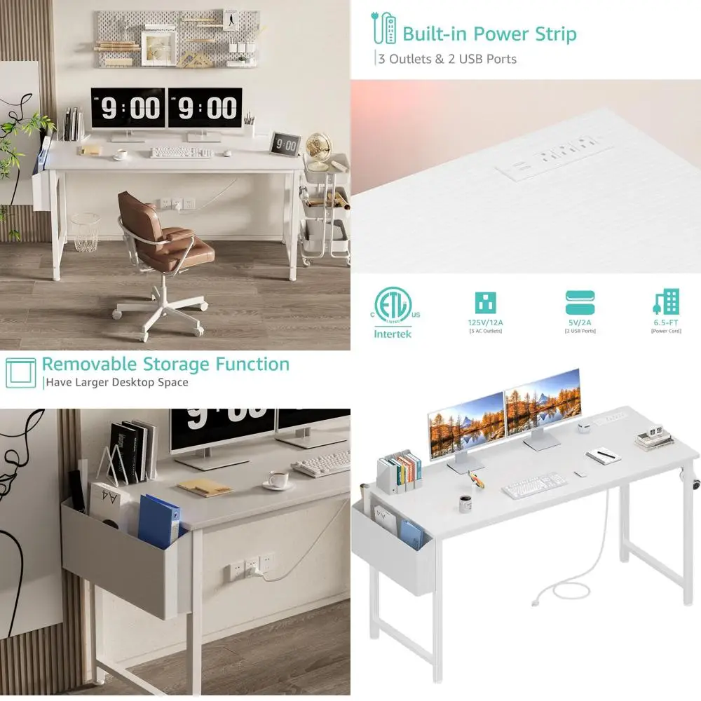 Белый стол для подростков и домашнего офиса со встроенными розетками для учебы, работы и игр
Белый стол для подростков и домашнего офиса со встроенными розетками для учебы, работы и игр