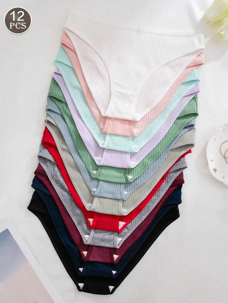 12pcs Women Plain Ribbed Seamless Breathable Briefs
12pcs Women Plain Ribbed Seamless Breathable Briefs