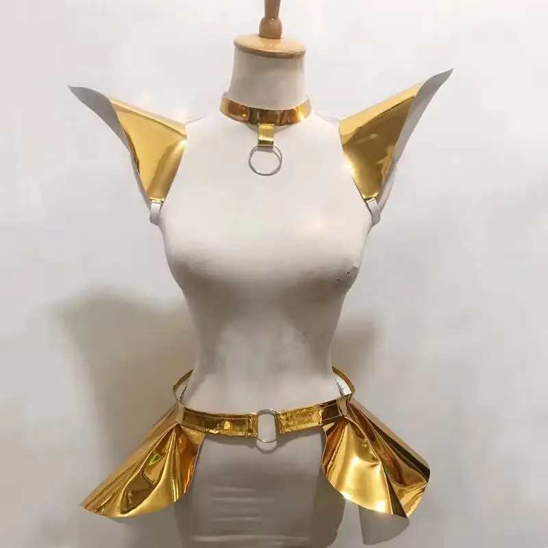 Fluorescence Golden Laser Flying Shoulder Pads Skirt Women Performance Jazz Dance Clothing Bar Nightclub DJ Gogo Dancer Costume
Fluorescence Golden Laser Flying Shoulder Pads Skirt Women Performance Jazz Dance Clothing Bar Nightclub DJ Gogo Dancer Costume
