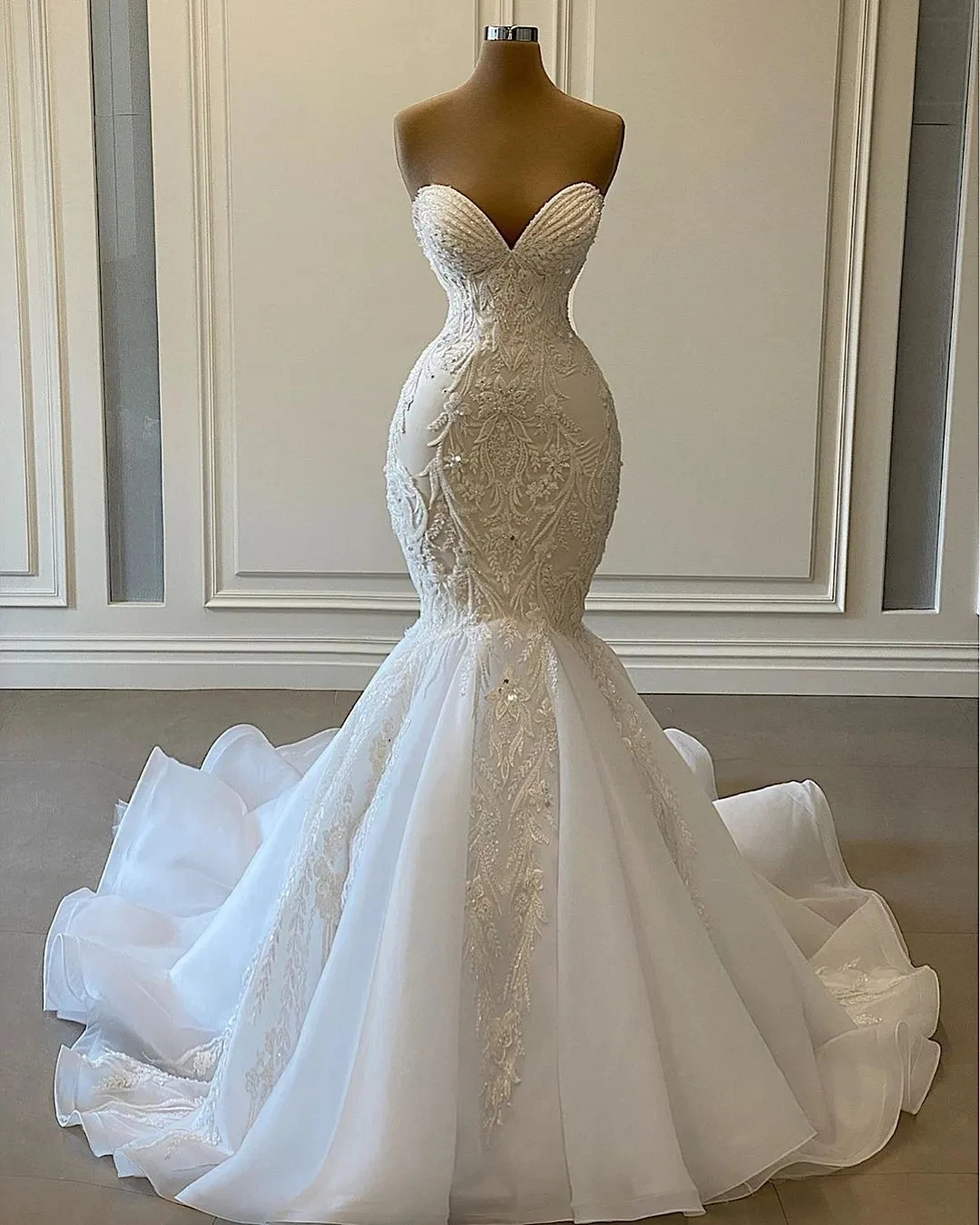 Lace Wedding Dresses Black Girls Mermaid Sweetheart Beaded Aso Ebi Dubai Saudi Arabia Bridal Gowns Vestido De Novia Customized
Lace Wedding Dresses Black Girls Mermaid Sweetheart Beaded Aso Ebi Dubai Saudi Arabia Bridal Gowns Vestido De Novia Customized