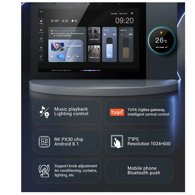 ABJF-7 Inch Android Tuya Smart Home Control Panel With Rotary Button Built In E-Share Zigbee Hub Wifi Wall Amplifier
ABJF-7 Inch Android Tuya Smart Home Control Panel With Rotary Button Built In E-Share Zigbee Hub Wifi Wall Amplifier
