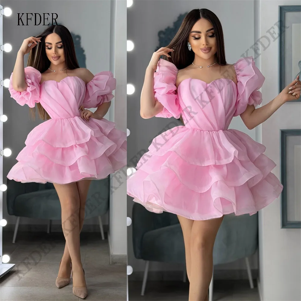 Pink Organza Short Sleeves Mini Evening Dress A Line Formal Occasion Dresses Tiered Classic Cocktail Prom Gowns Customized
Pink Organza Short Sleeves Mini Evening Dress A Line Formal Occasion Dresses Tiered Classic Cocktail Prom Gowns Customized