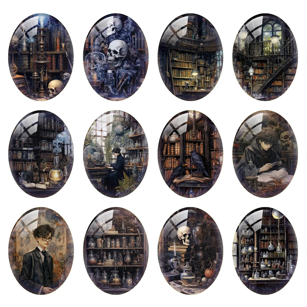 10pcs/lot Halloween Gothic Dark Study Room Laboratory Skull Oval Photo Glass Cabochon Flatback Demo Cameo Diy Jewelry Making
10pcs/lot Halloween Gothic Dark Study Room Laboratory Skull Oval Photo Glass Cabochon Flatback Demo Cameo Diy Jewelry Making