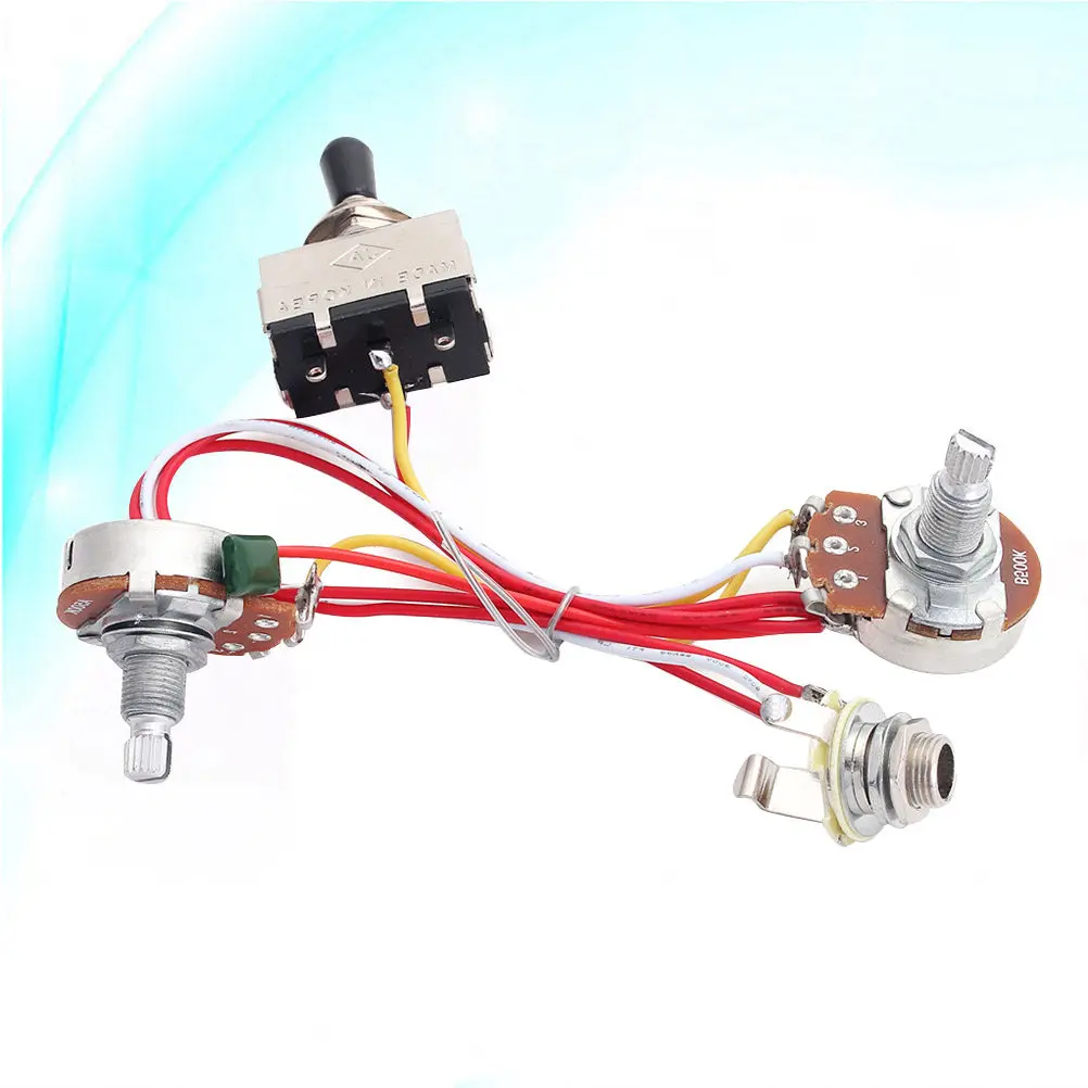 Guitar Wiring Harness Toggle 3 Way Switch with 500K Pots 1 Volume 1 Tone Pre Wired Kit for Electric Guitar Body Mount 18Mm Shaft
Guitar Wiring Harness Toggle 3 Way Switch with 500K Pots 1 Volume 1 Tone Pre Wired Kit for Electric Guitar Body Mount 18Mm Shaft