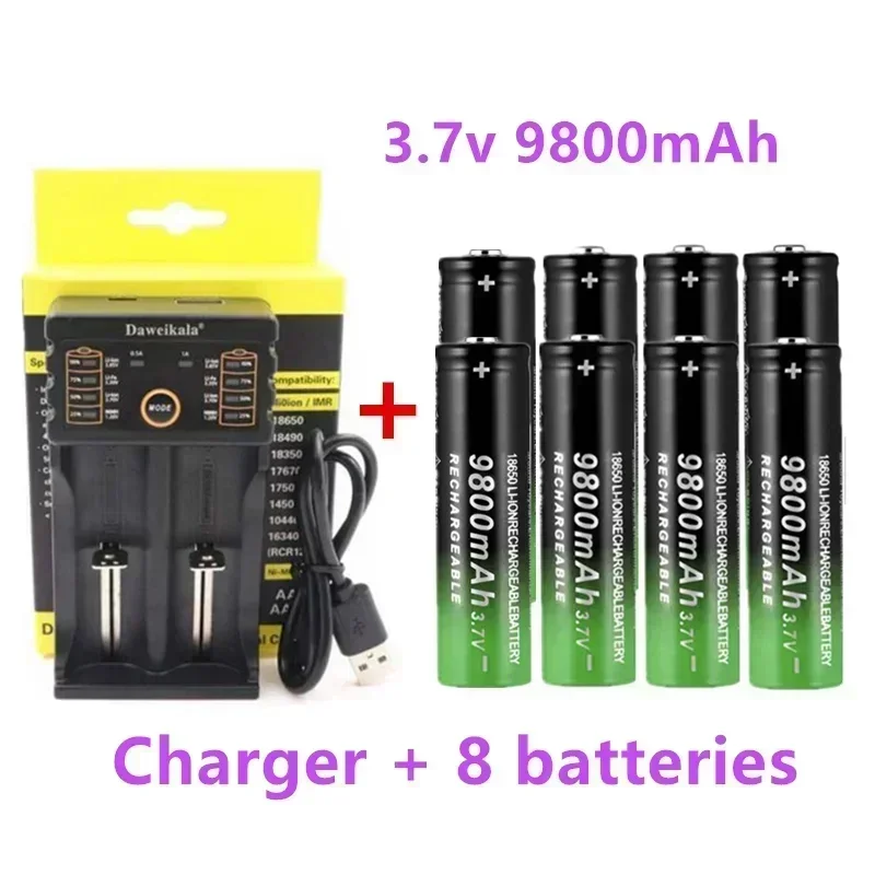 2025 New18650 Battery High Quality 9800mAh 3.7V 18650 Li-ion batteries Rechargeable Battery For Flashlight Torch +Charger
2025 New18650 Battery High Quality 9800mAh 3.7V 18650 Li-ion batteries Rechargeable Battery For Flashlight Torch +Charger