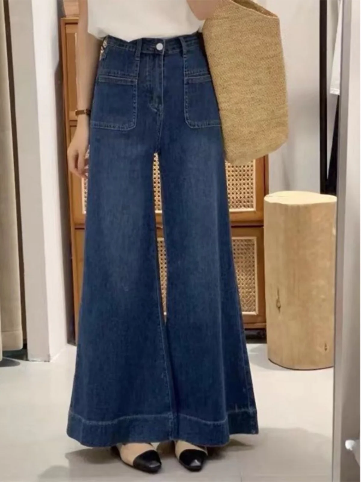 Темно-синие широкие джинсовые джинсы, женские винтажные свободные эластичные драпированные расклешенные повседневные брюки длиной до пола, модные
Темно-синие широкие джинсовые джинсы, женские винтажные свободные эластичные драпированные расклешенные повседневные брюки длиной до пола, модные