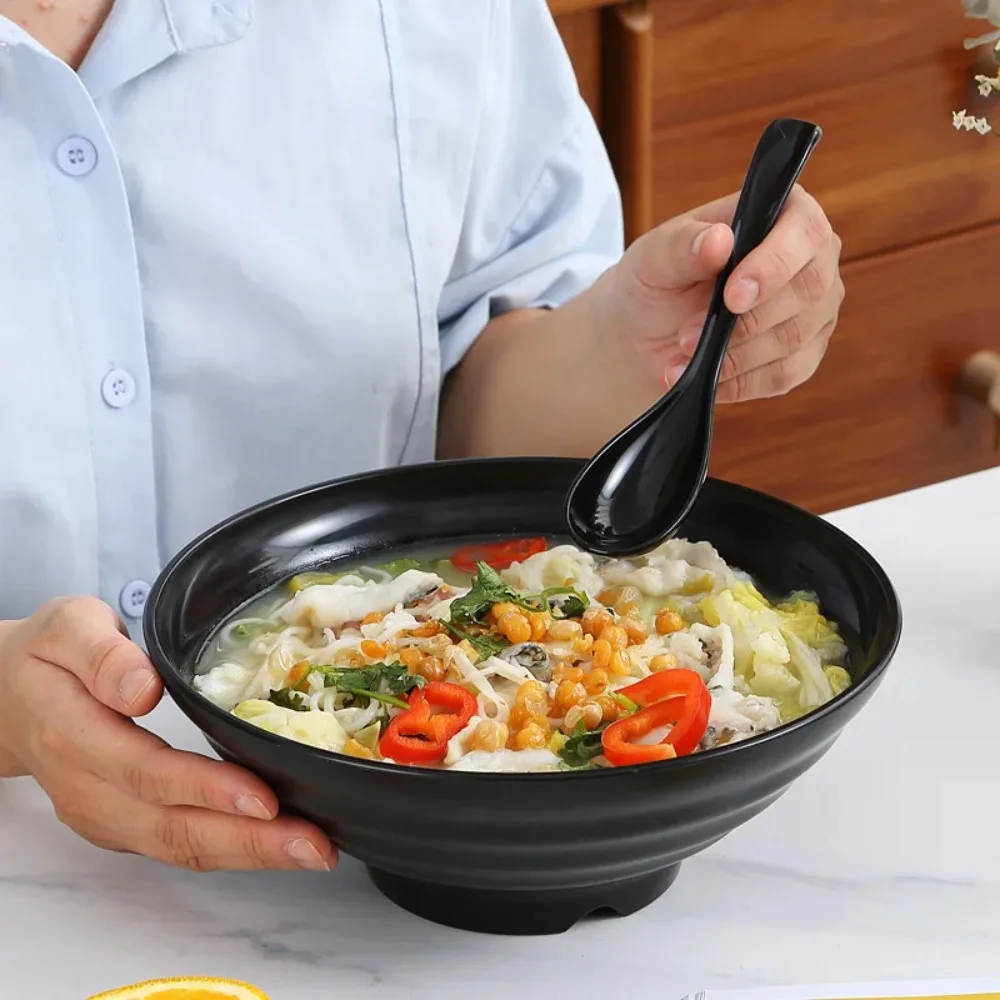 Melamine Ramen Bowl Ring Stripes Pure Black Fruit Salad Bowl High Temperature Resistance Large Capacity Noodle Bowl Restaurant
Melamine Ramen Bowl Ring Stripes Pure Black Fruit Salad Bowl High Temperature Resistance Large Capacity Noodle Bowl Restaurant