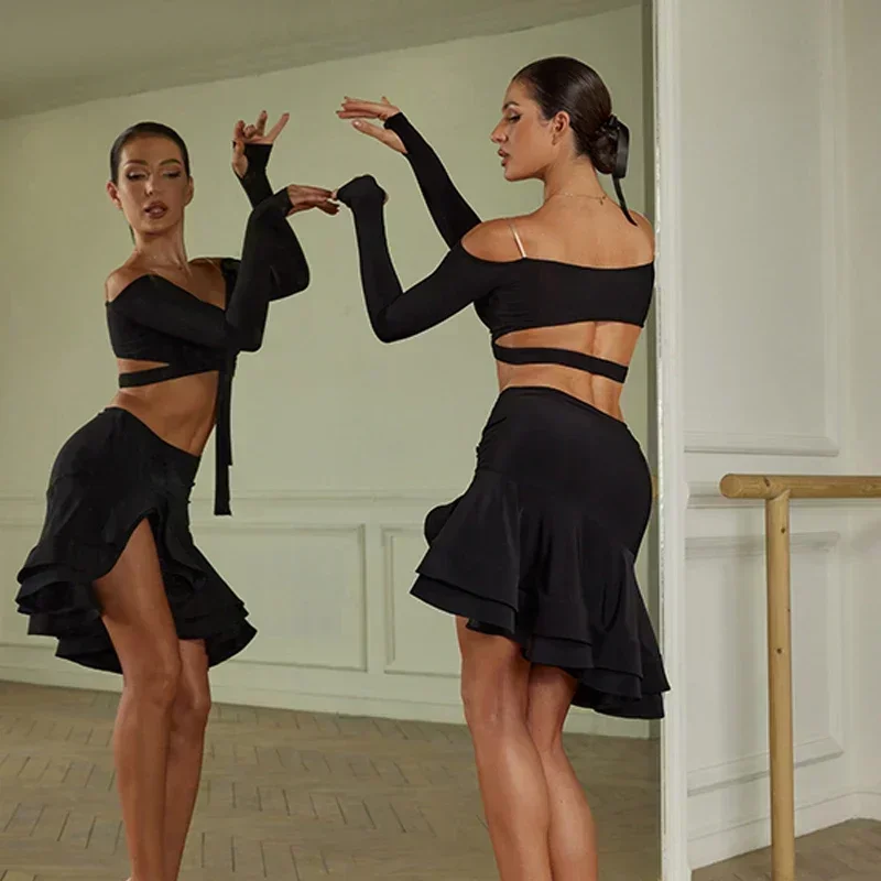 Sexy Off Shoulder Latin Dance Dress Set for Women Sling Top Flower Skirt Female Cha Cha Samba Competition Performance Dancewear
Sexy Off Shoulder Latin Dance Dress Set for Women Sling Top Flower Skirt Female Cha Cha Samba Competition Performance Dancewear