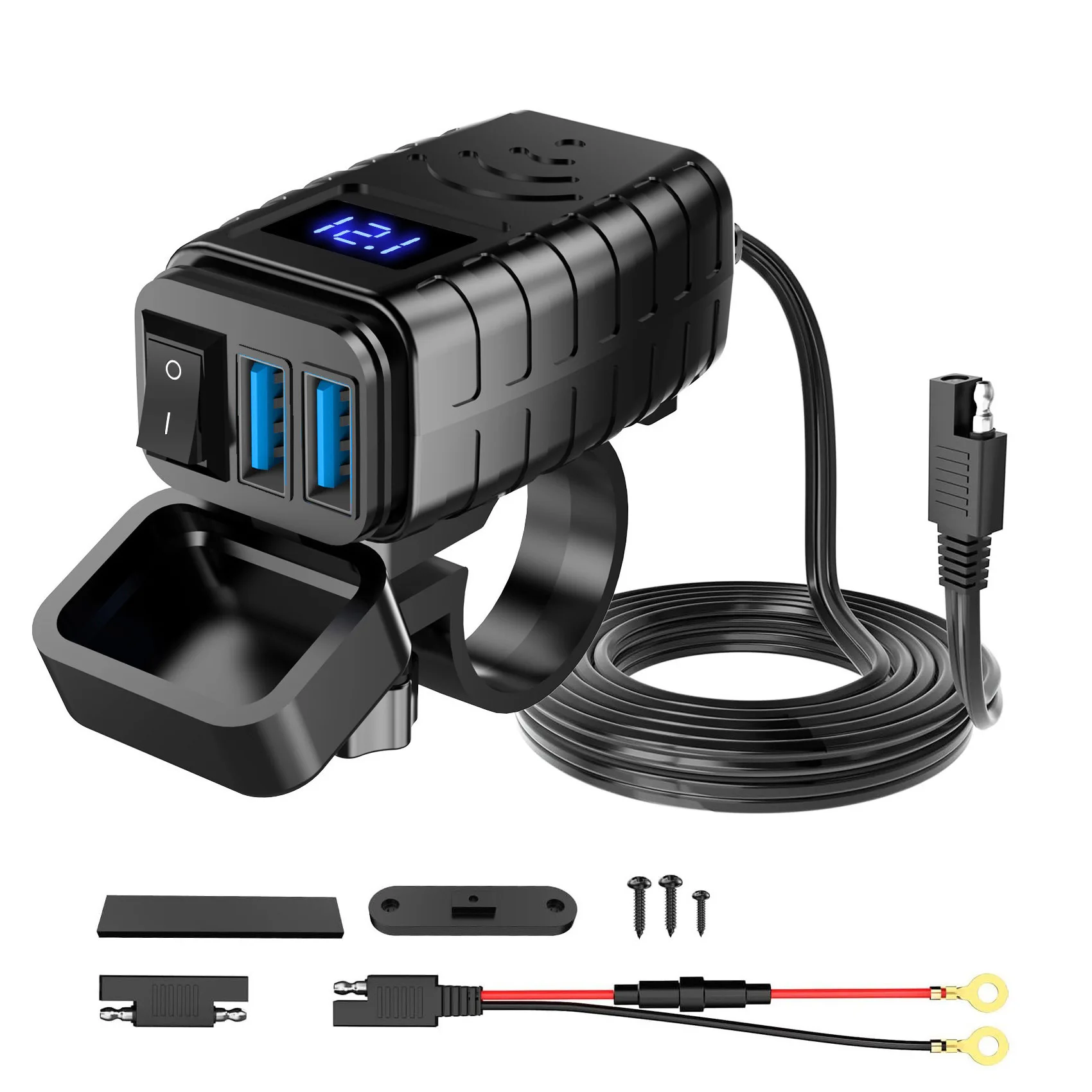Motorcycle USB Charger Total 48W Dual USB Type C PD Quick Charge 3.0 Motorcycle Phone Charger ON/Off Switch for Phone Tablet
Motorcycle USB Charger Total 48W Dual USB Type C PD Quick Charge 3.0 Motorcycle Phone Charger ON/Off Switch for Phone Tablet