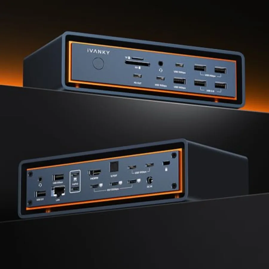 MacBook docking station for triple 6K@60Hz display, aluminum black, 120Gbps Thunderbolt 5, 140W PD charging, 2.5GbE, active coo
MacBook docking station for triple 6K@60Hz display, aluminum black, 120Gbps Thunderbolt 5, 140W PD charging, 2.5GbE, active coo