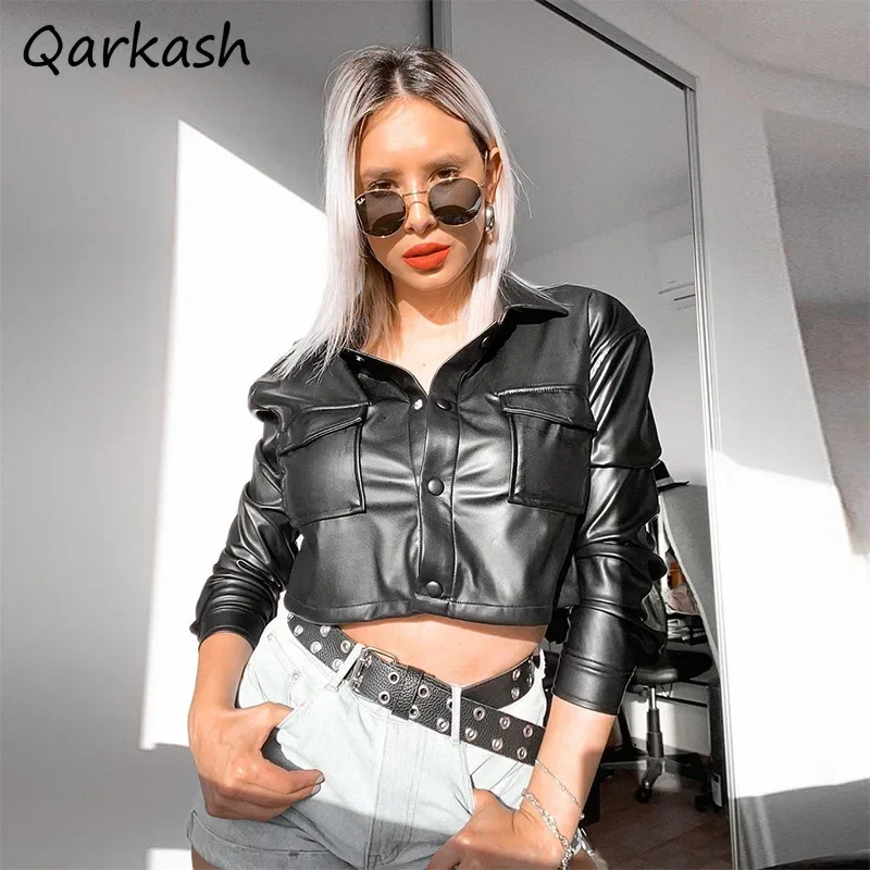 Short Jackets with Pockets Women Long Sleeve Lapel Buttons Streetwear Outerwear Europe and The United States Style New Leather
Short Jackets with Pockets Women Long Sleeve Lapel Buttons Streetwear Outerwear Europe and The United States Style New Leather