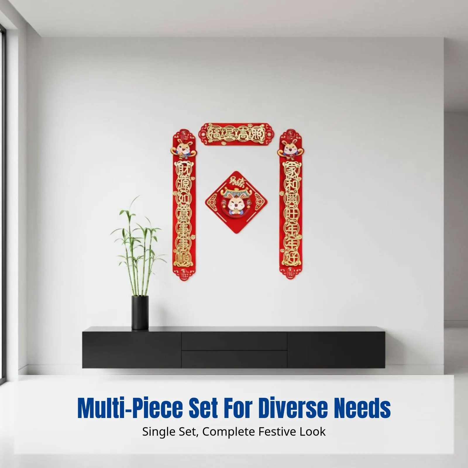 Festive Triple Couplets Set, 3D Flocked Door Sticker, Fu Hanging, Red Gold, Holiday Decor
Festive Triple Couplets Set, 3D Flocked Door Sticker, Fu Hanging, Red Gold, Holiday Decor