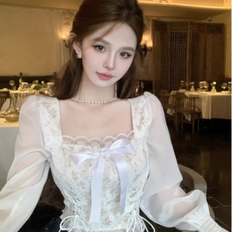 Chiffon Long Sleeve Blouse Women French Sweet Bow Floral Drawstring Slim Crop Top 2026 New Fairy Versatile Shirt Blusas
Chiffon Long Sleeve Blouse Women French Sweet Bow Floral Drawstring Slim Crop Top 2026 New Fairy Versatile Shirt Blusas
