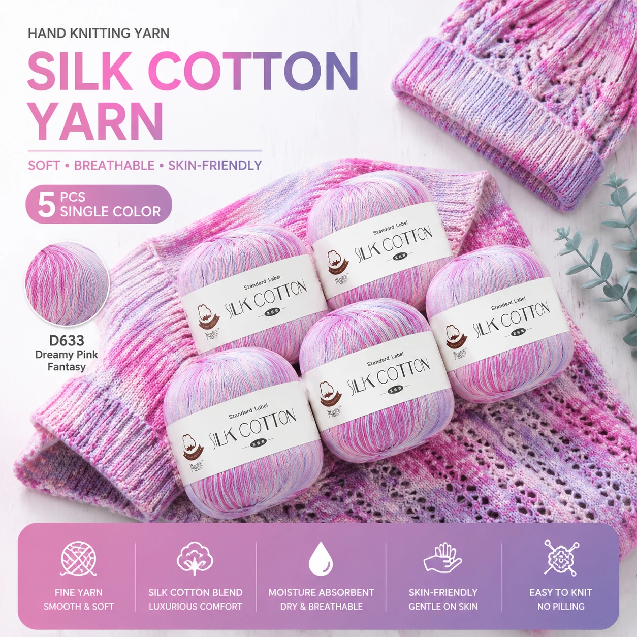 5PCS/real Silk Lace Cotton Milk Crochet Yarn Baby Hand Woven Warm And Soft Knitting Thread For Hand Woven Products Cross Needle
5PCS/real Silk Lace Cotton Milk Crochet Yarn Baby Hand Woven Warm And Soft Knitting Thread For Hand Woven Products Cross Needle