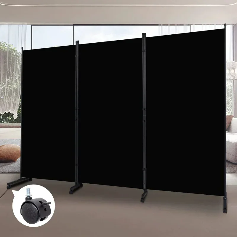 Black 3 Panel Folding Room Divider with Wheels Movable Partition Wall for Office Hotel Home Foldable Privacy Screen Separator
Black 3 Panel Folding Room Divider with Wheels Movable Partition Wall for Office Hotel Home Foldable Privacy Screen Separator