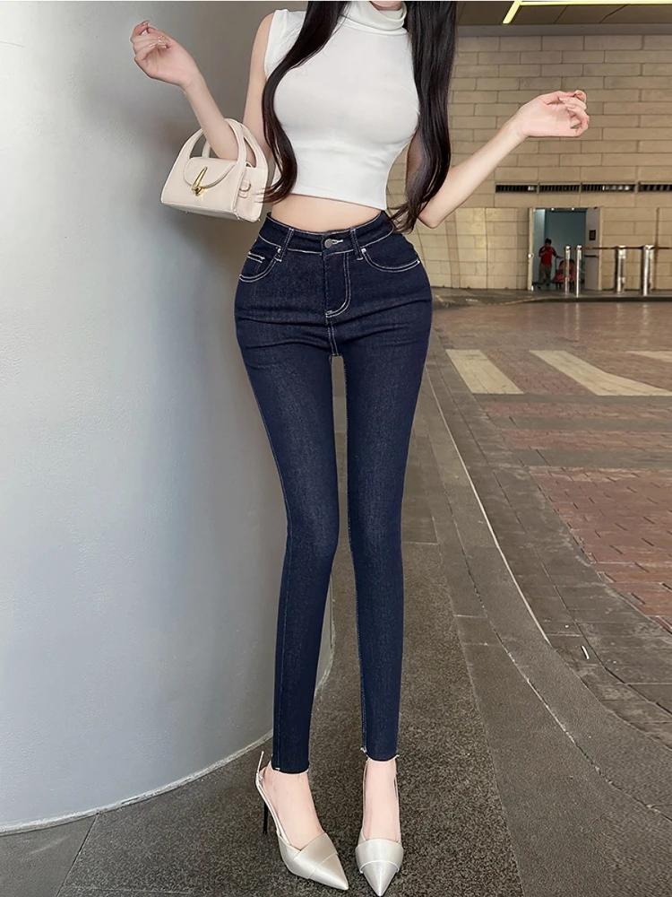 High Waist Blue Elastic Slimming Stretchy Nine-Piece Women's Jeans Casual Style Hip-Enhancing Slim Fit Pencil Pants
High Waist Blue Elastic Slimming Stretchy Nine-Piece Women's Jeans Casual Style Hip-Enhancing Slim Fit Pencil Pants