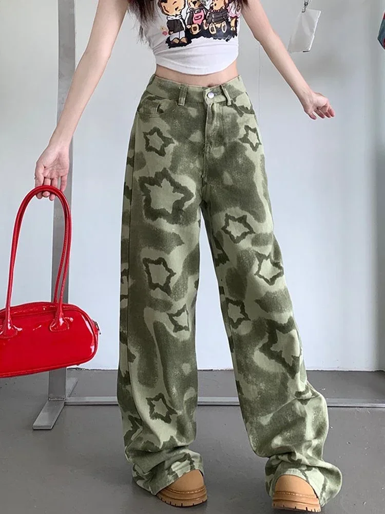 Women's Star Green Camouflage Pattern Trousers American Street Style Summer Young Girl Street Straight Bottoms Female Pants
Women's Star Green Camouflage Pattern Trousers American Street Style Summer Young Girl Street Straight Bottoms Female Pants