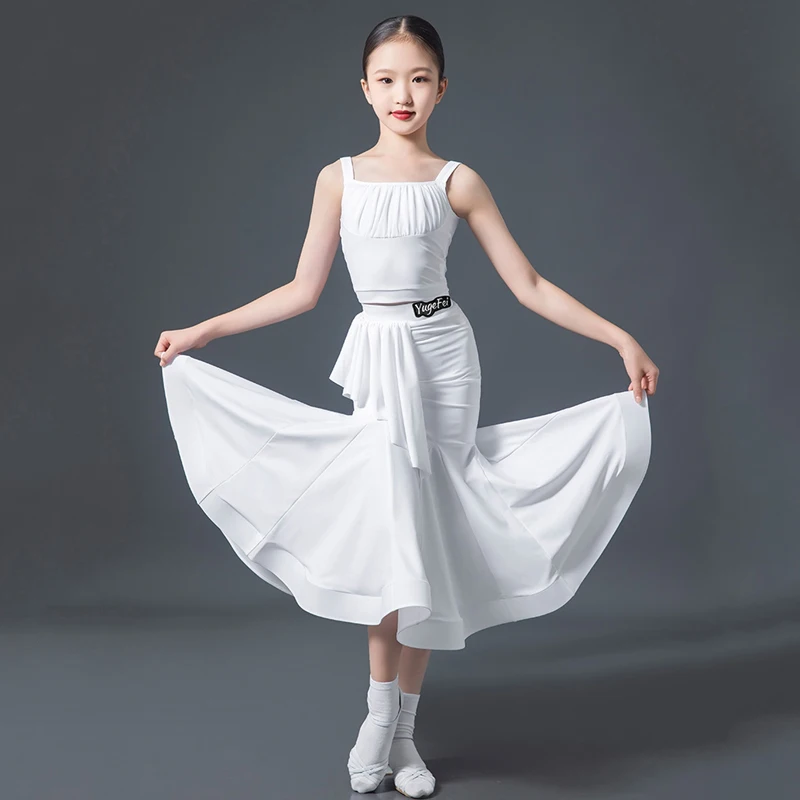 2024 Modern Dance Training Suit For Girls Professional Standard Dance Clothing White Split Skirts Ballroom Dance Dress DN17313
2024 Modern Dance Training Suit For Girls Professional Standard Dance Clothing White Split Skirts Ballroom Dance Dress DN17313