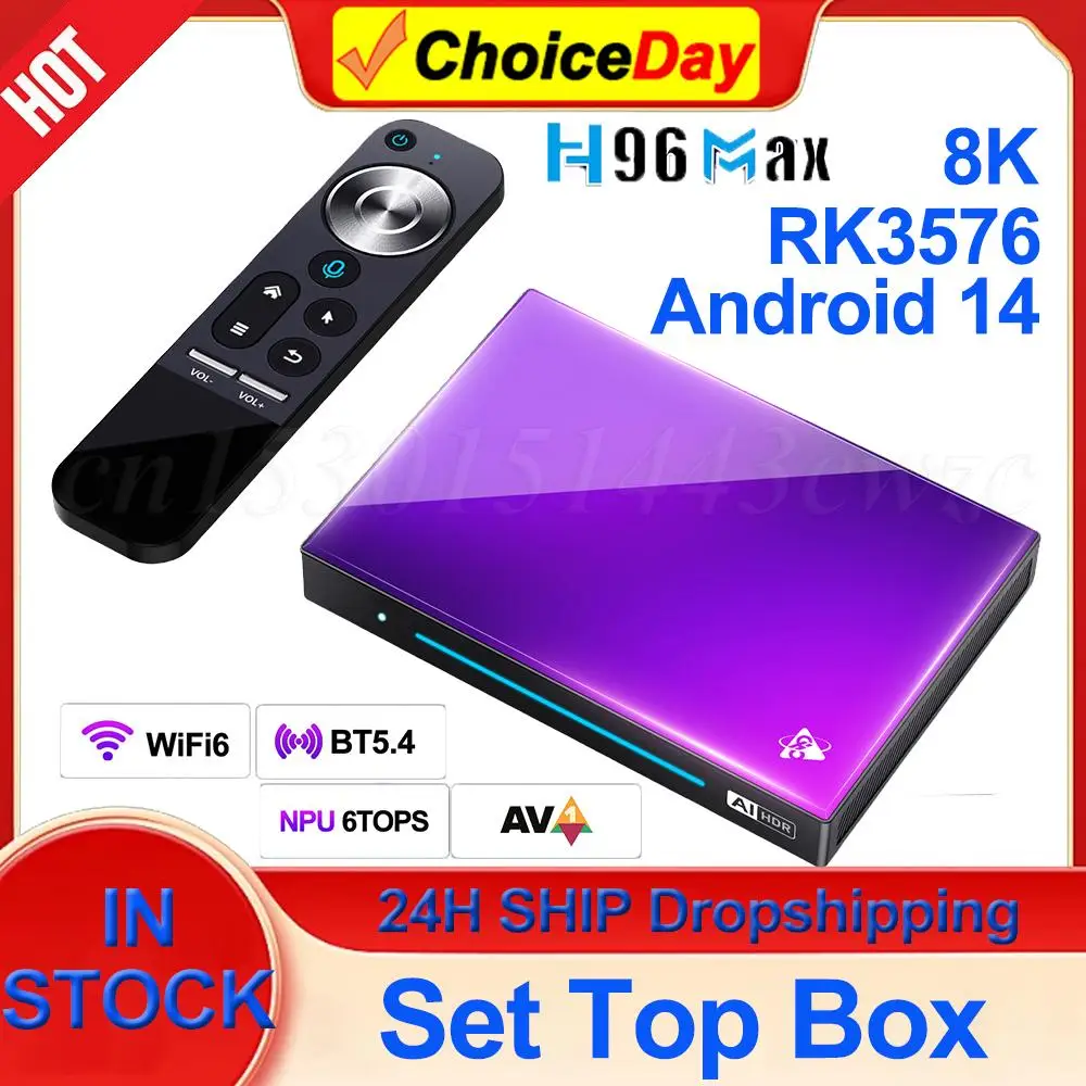 Smart TV Box for Android 14 RK3576 Video Set Top TV Box 8K with Remote Control for Android TV Box WiFi6 BT5.4 HD Media Player
Smart TV Box for Android 14 RK3576 Video Set Top TV Box 8K with Remote Control for Android TV Box WiFi6 BT5.4 HD Media Player