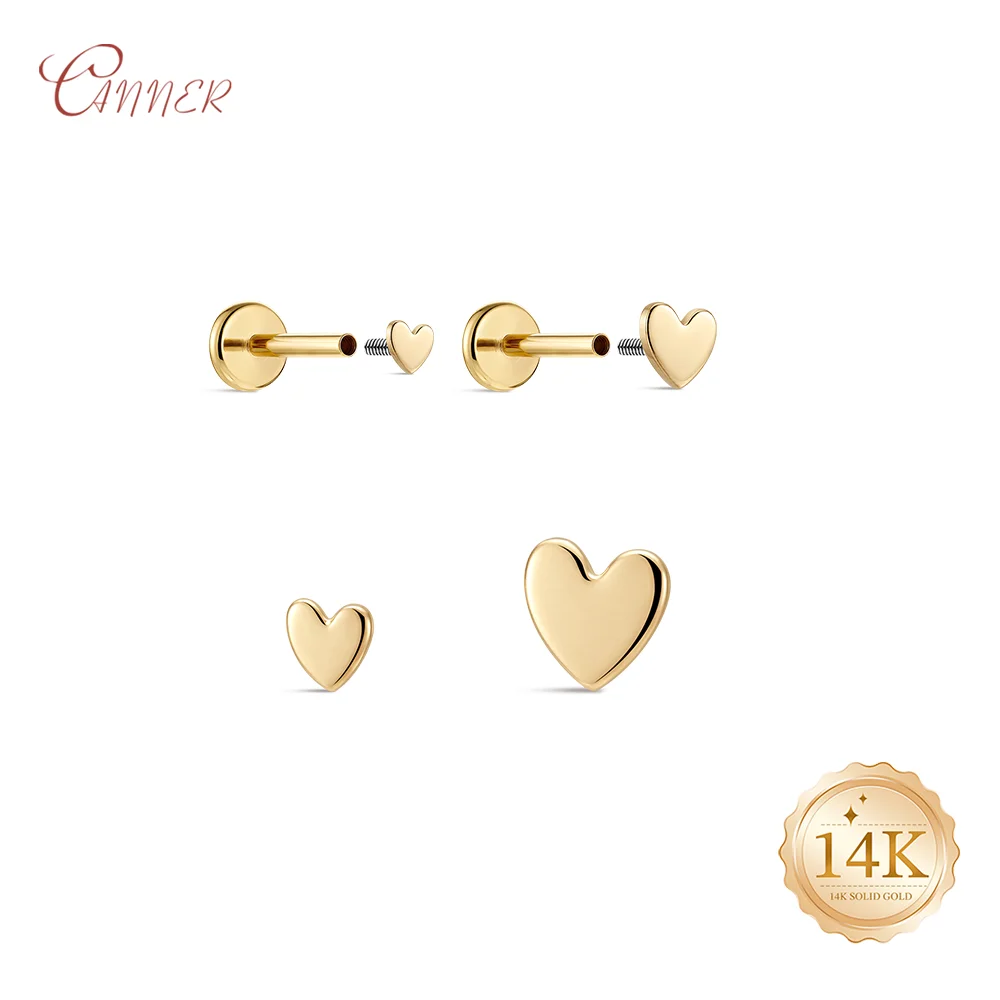 CANNER 14K Solid Gold Multi-size Mini Flat Back Piercing Earrings For Women Classic Glossy Heart Birthday Anniversary Gifts
CANNER 14K Solid Gold Multi-size Mini Flat Back Piercing Earrings For Women Classic Glossy Heart Birthday Anniversary Gifts