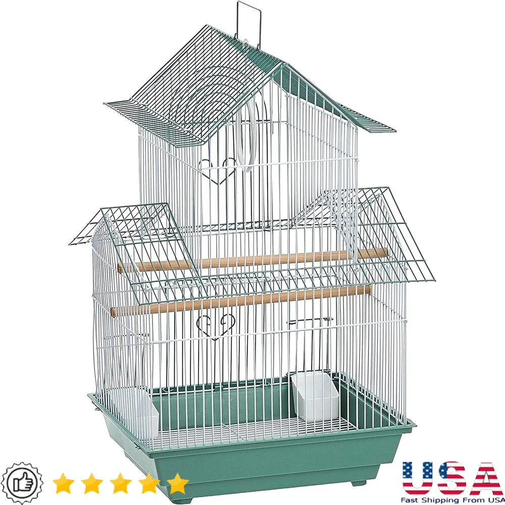 Decorative Peak Style Bird Cage with Two Doors Removable Tray Two Perches Swing Ideal Parakeets Canaries Travel Use
Decorative Peak Style Bird Cage with Two Doors Removable Tray Two Perches Swing Ideal Parakeets Canaries Travel Use