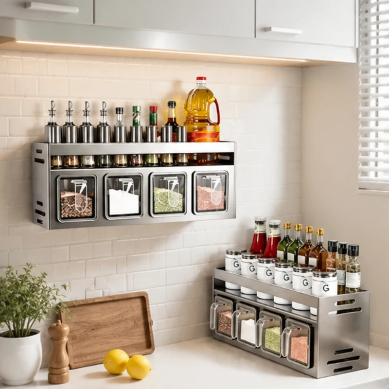 Stainless Steel Wall-Mounted Storage Rack, Multi-Functional Organizer for Home, Bathroom, Office, Adjustable Shelf for Jars
Stainless Steel Wall-Mounted Storage Rack, Multi-Functional Organizer for Home, Bathroom, Office, Adjustable Shelf for Jars