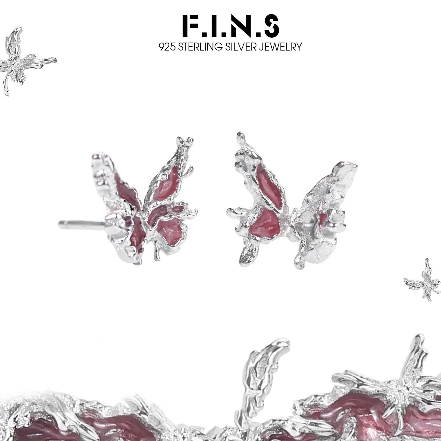 F.I.N.S S925 Sterling Silver Unique Irregular Butterfly Stud Earrings for Women Pink Red Enamel Piercing Ear Studs Fine Jewelry
F.I.N.S S925 Sterling Silver Unique Irregular Butterfly Stud Earrings for Women Pink Red Enamel Piercing Ear Studs Fine Jewelry
