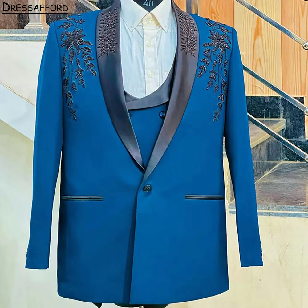 Blue Men Business Appliques Lace Formal Occasion Tuxedos Grooms Wedding Party Prom Male Suit 2 Piece Set Blazer Pants
Blue Men Business Appliques Lace Formal Occasion Tuxedos Grooms Wedding Party Prom Male Suit 2 Piece Set Blazer Pants