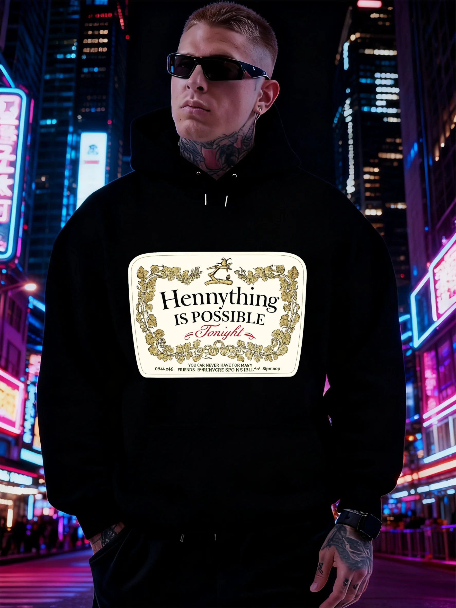 Top Pick Men's "Hennything is Possible" Hoodie - Navy, 100% Polyester, Kangaroo Pocket, Fall-Winter
Top Pick Men's "Hennything is Possible" Hoodie - Navy, 100% Polyester, Kangaroo Pocket, Fall-Winter