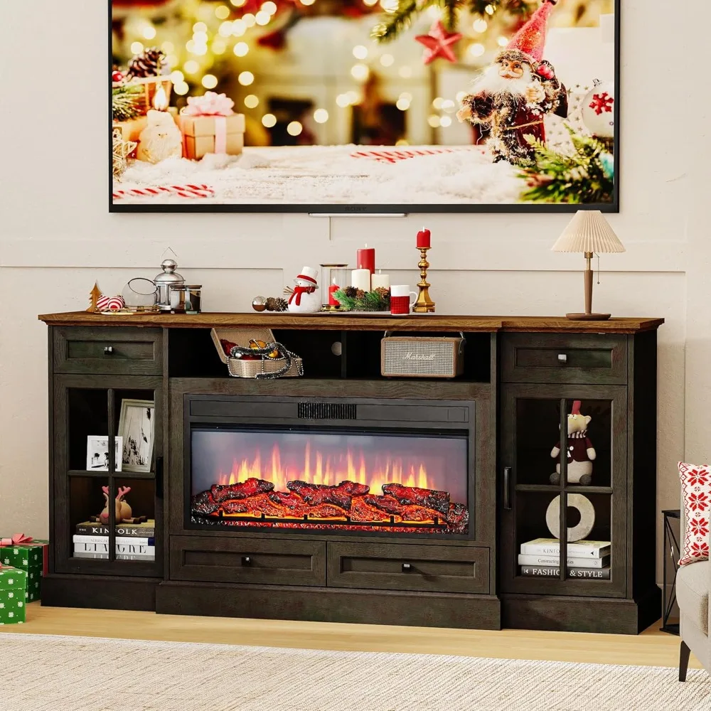 70" Fireplace TV Stand for TV Up to 80" with 34 Electric Fire Place, Modern Entertainment Center with 4 Drawers and 2 Doors.
70" Fireplace TV Stand for TV Up to 80" with 34 Electric Fire Place, Modern Entertainment Center with 4 Drawers and 2 Doors.