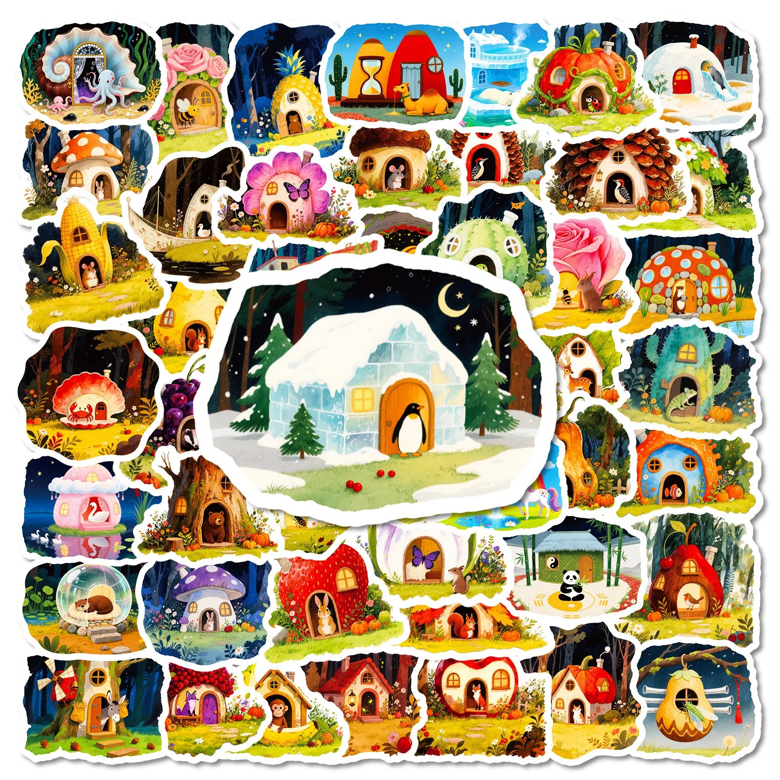 56Pcs New Cute Cartoon Animal House Graffiti Stickers Forest Fairy Tale Healing Series Hand Tent Material Sticker DIY Guitar
56Pcs New Cute Cartoon Animal House Graffiti Stickers Forest Fairy Tale Healing Series Hand Tent Material Sticker DIY Guitar