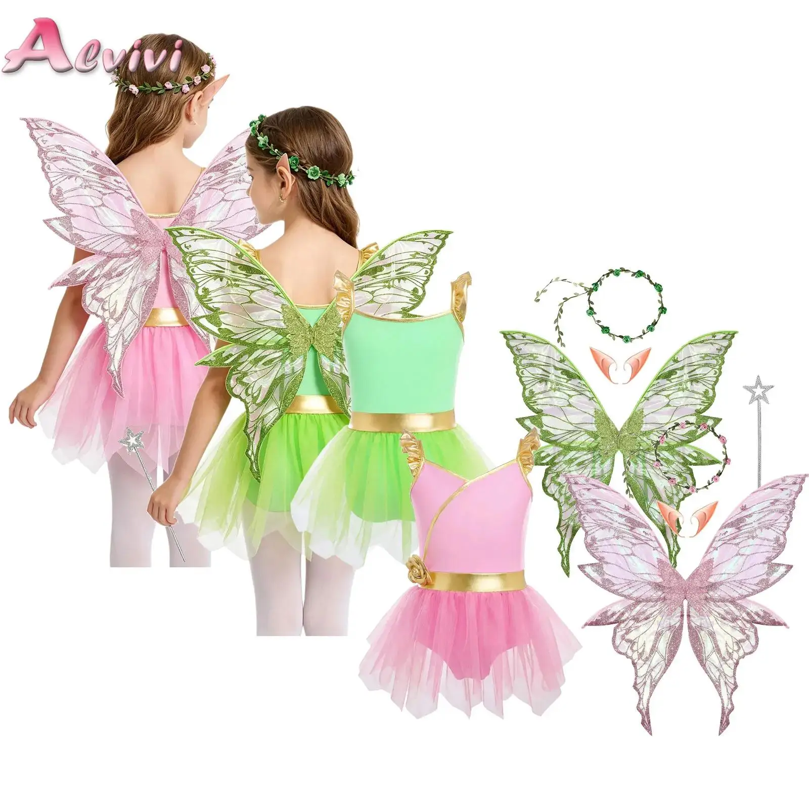 Kids Girls Butterfly Fairy Dress Up Outfit Ruffle Flying Sleeve Mesh Overlay Leotard Elf Princess Tutu Dress with Butterfly Wing
Kids Girls Butterfly Fairy Dress Up Outfit Ruffle Flying Sleeve Mesh Overlay Leotard Elf Princess Tutu Dress with Butterfly Wing