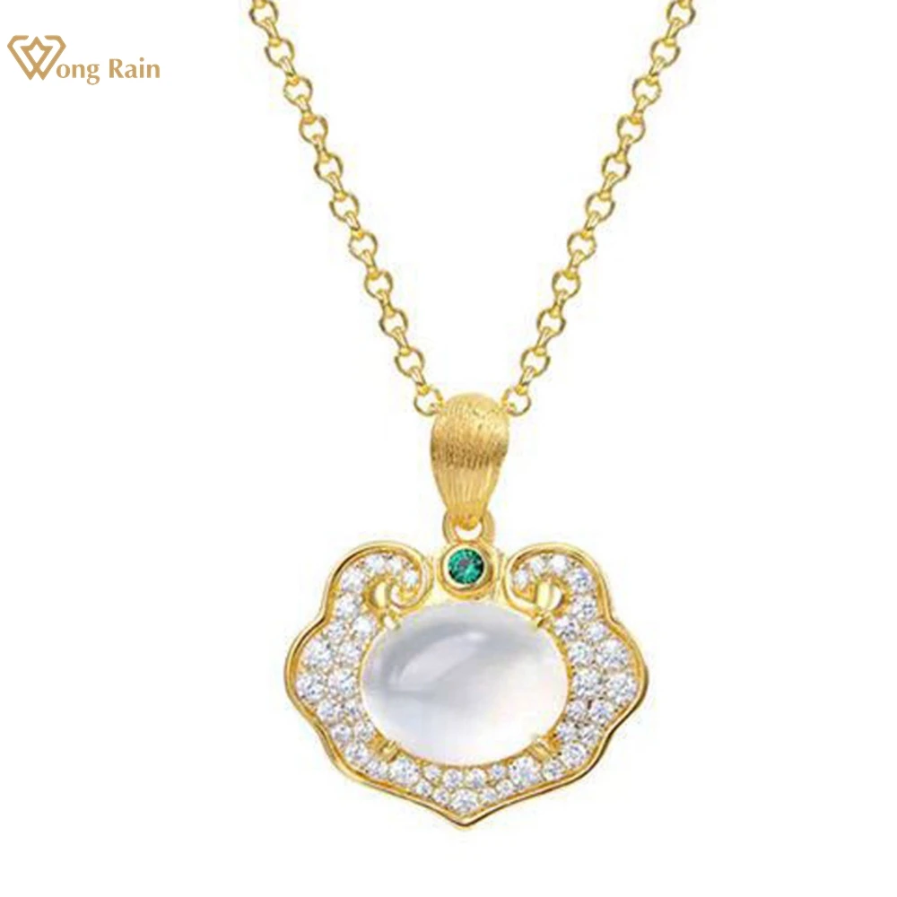 Wong Rain Vintage 18K Gold Plated 925 Sterling Silver Oval Jade Gemstone Women Necklace Pendant Fine Jewelry Anniversary Gifts
Wong Rain Vintage 18K Gold Plated 925 Sterling Silver Oval Jade Gemstone Women Necklace Pendant Fine Jewelry Anniversary Gifts