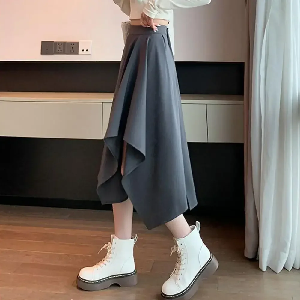 Solid Color Midi Skirt Elegant High Waist Midi Skirt with Irregular Hem Solid Color A-line Design for Daily Wear Women's Fashion
Solid Color Midi Skirt Elegant High Waist Midi Skirt with Irregular Hem Solid Color A-line Design for Daily Wear Women's Fashion