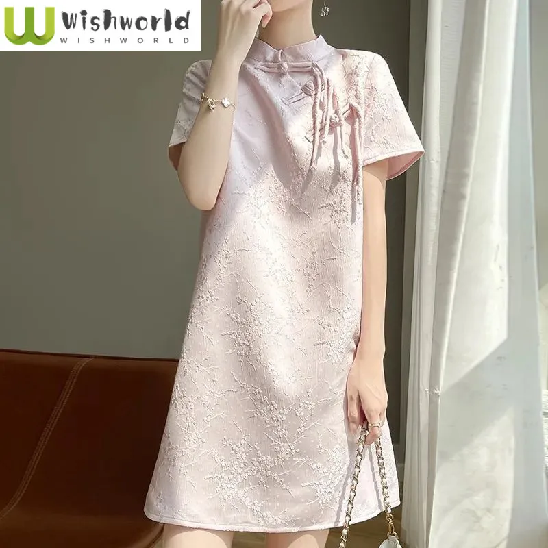 Summer New Noble Chinese Style Standing Collar Buckle High-end Heavy Industry Cheongsam Chinese Style Jacquard Dress
Summer New Noble Chinese Style Standing Collar Buckle High-end Heavy Industry Cheongsam Chinese Style Jacquard Dress