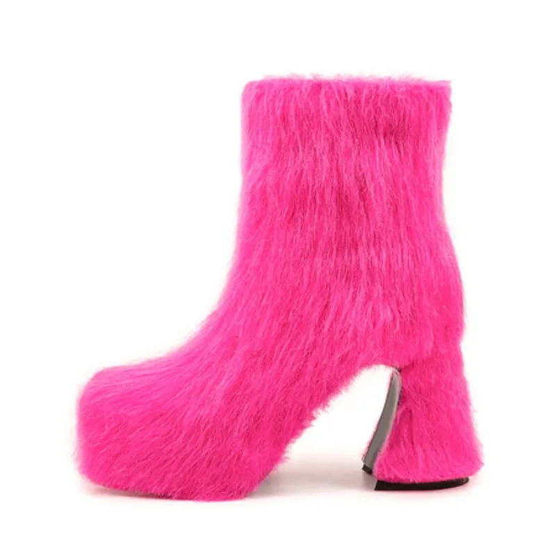 Fur Solid Round Head Toe Ankle Boots Side Zipper Thick Heel High Heels Women Stilettos Sexy Winter Party 2025 New Luxury Winter
Fur Solid Round Head Toe Ankle Boots Side Zipper Thick Heel High Heels Women Stilettos Sexy Winter Party 2025 New Luxury Winter