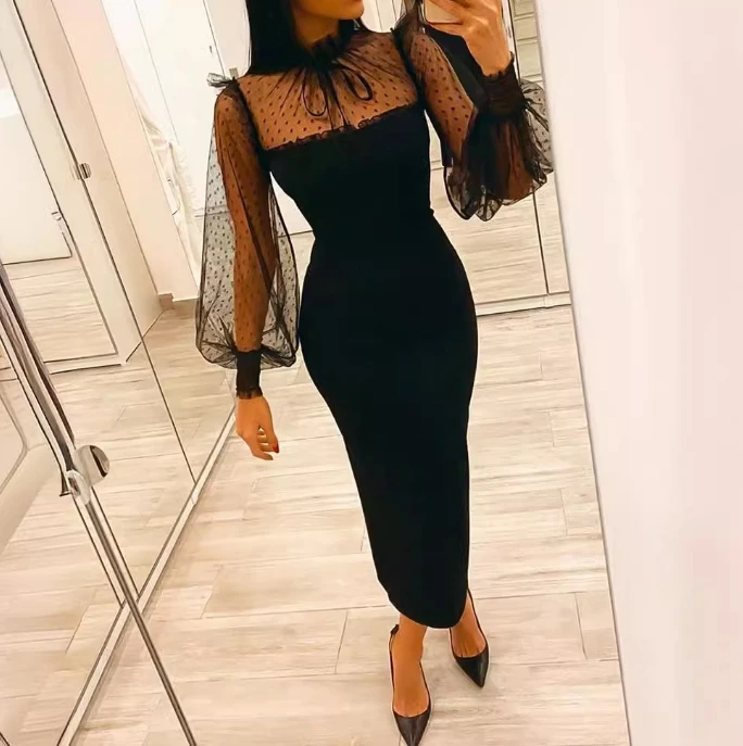 Sexy Dresses for Women 2024 Black Mesh Patchwork See-Through Lace Embroidery Stitching Lantern Sleeve Slim Midi Party Dress
Sexy Dresses for Women 2024 Black Mesh Patchwork See-Through Lace Embroidery Stitching Lantern Sleeve Slim Midi Party Dress