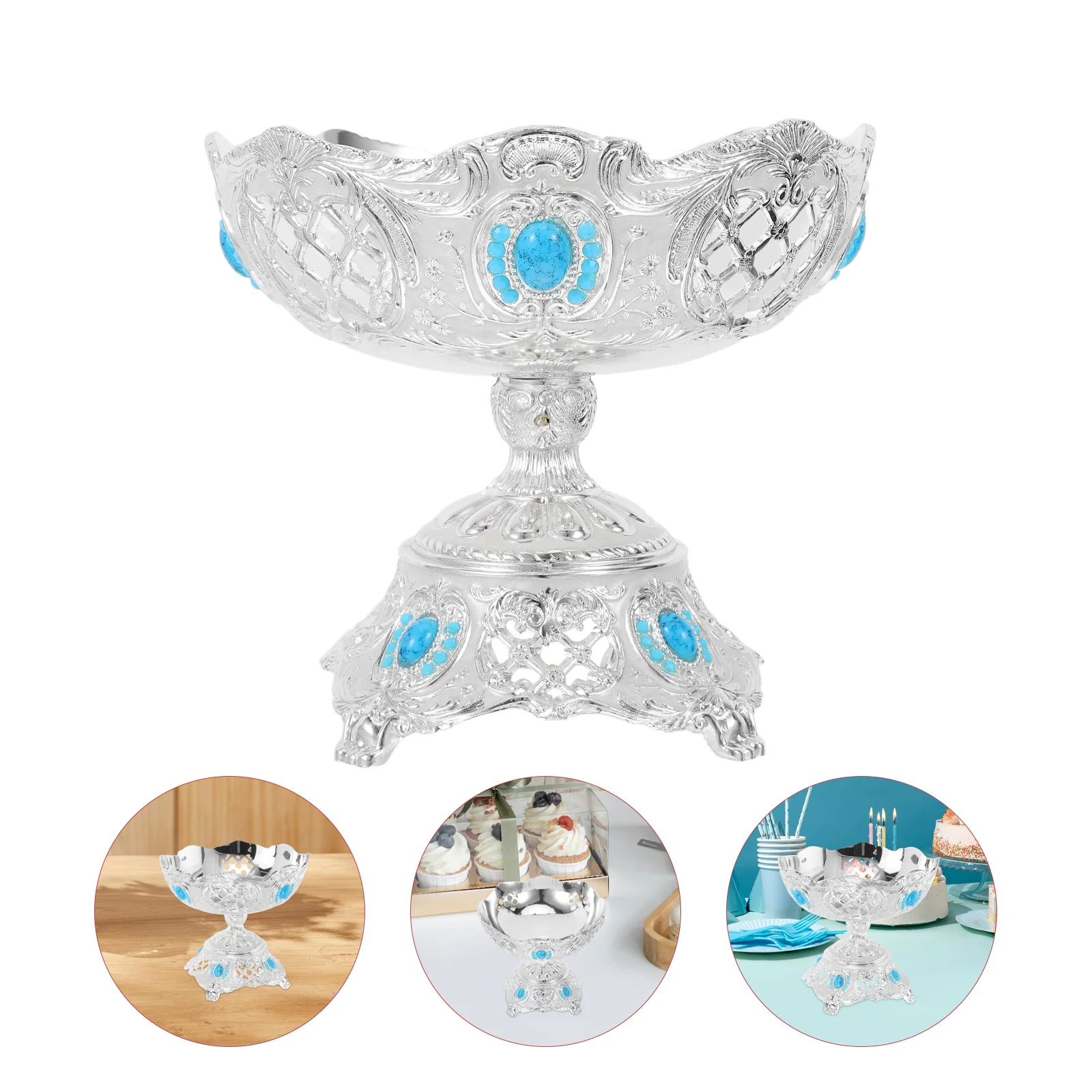 Vintage Fruit Serving Tray Zinc Alloy Hollow Design 7x6 Inch Silver - Footed Snack Bowl for Dining Table Decorative Home Kitchen
Vintage Fruit Serving Tray Zinc Alloy Hollow Design 7x6 Inch Silver - Footed Snack Bowl for Dining Table Decorative Home Kitchen