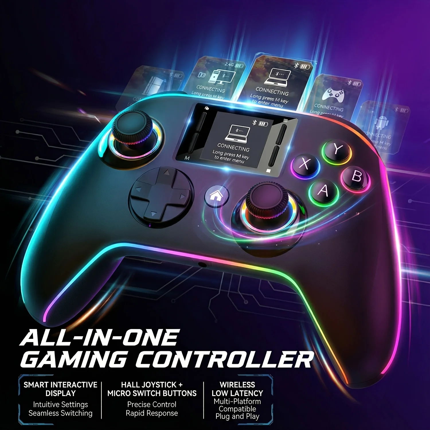 Wireless Gaming Controller with Interactive Screen - Multi-Platform Gamepad Compatible with PC, PS4, Switch, Android & iOS
Wireless Gaming Controller with Interactive Screen - Multi-Platform Gamepad Compatible with PC, PS4, Switch, Android & iOS