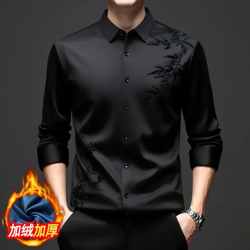 Autumn Plus Fleece Men Shirts Printing Anti-Wrinkle Thermal Turn-down Collar Long Sleeve Banquet Single-breasted Tops JJ300
Autumn Plus Fleece Men Shirts Printing Anti-Wrinkle Thermal Turn-down Collar Long Sleeve Banquet Single-breasted Tops JJ300