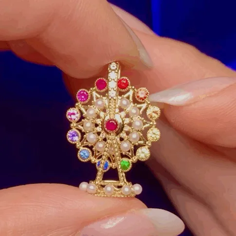 Gorgeous Exquisite Style Gold Color Inlaid Multi-color Zircon Imitation Pearl Ferris Wheel Necklace Women Fun and Cute Necklace
Gorgeous Exquisite Style Gold Color Inlaid Multi-color Zircon Imitation Pearl Ferris Wheel Necklace Women Fun and Cute Necklace