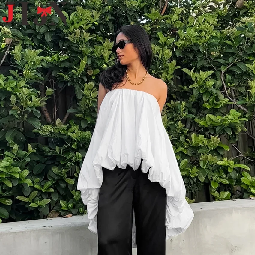 JHJN Women Suspender Vest Strapless Solid Sleeveless Backless Crop Tops High Street Ruffled T-Shirt Pleated Off Shoulder Tees
JHJN Women Suspender Vest Strapless Solid Sleeveless Backless Crop Tops High Street Ruffled T-Shirt Pleated Off Shoulder Tees