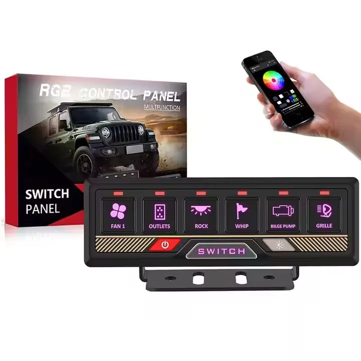 6-бандовая панель переключателей RGB 4x4, блок управления реле, автоматическая регулируемая светодиодная панель сенсорного переключателя 12 В для гоночного автомобиля, грузовика, автофургона, бездорожья
6-бандовая панель переключателей RGB 4x4, блок управления реле, автоматическая регулируемая светодиодная панель сенсорного переключателя 12 В для гоночного автомобиля, грузовика, автофургона, бездорожья