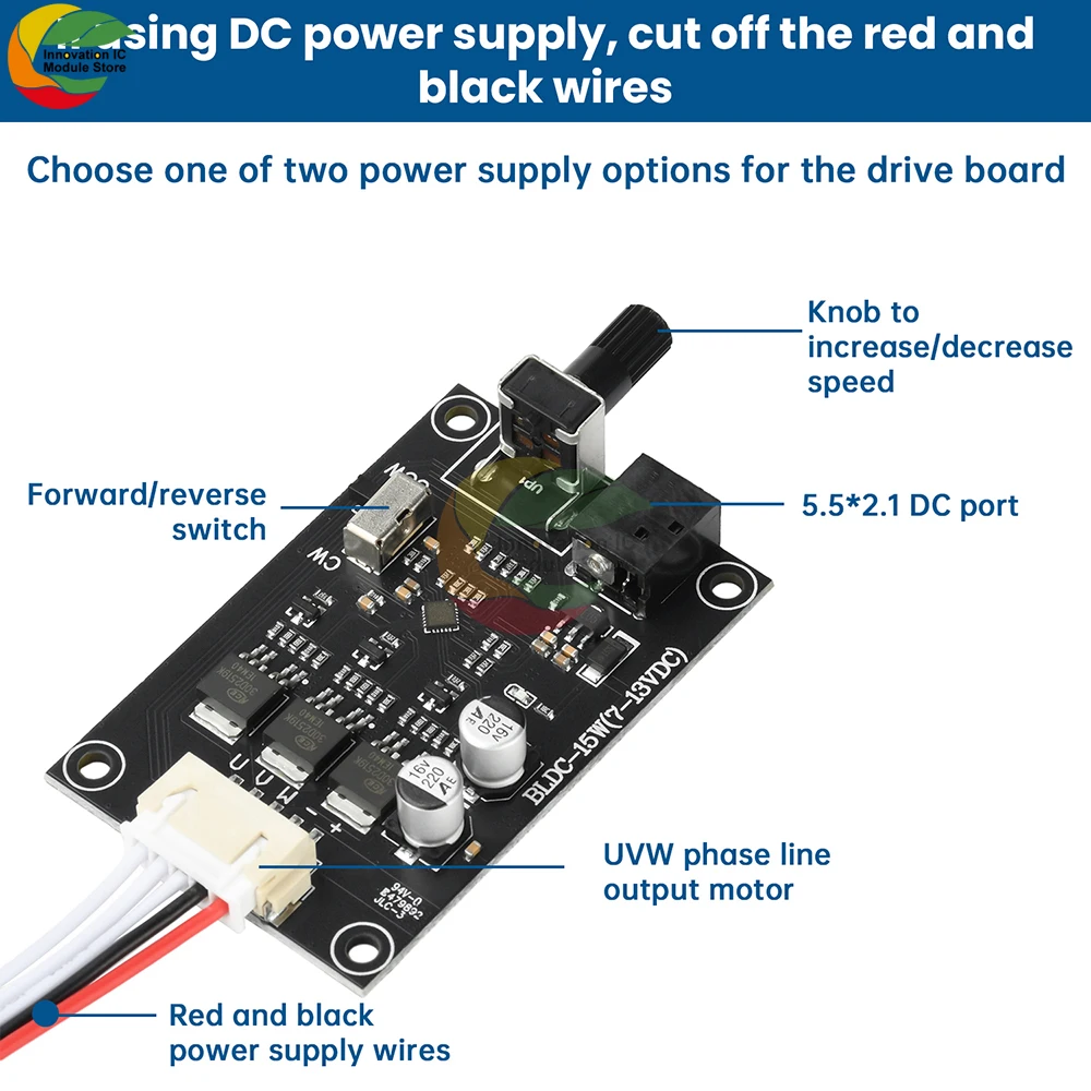 3 Phase BLDC Motor Speed Controller with Adjustable Switch, 7-13V DC Input, Compact Design for Hard Drive & Industrial Use
3 Phase BLDC Motor Speed Controller with Adjustable Switch, 7-13V DC Input, Compact Design for Hard Drive & Industrial Use