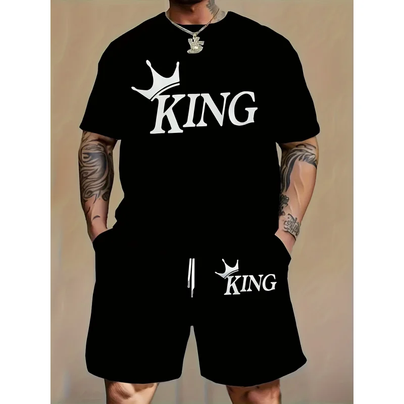 Crown Pattern Digital Print Letter Elements Men'S Fashion BreathableTT-Shirt And Casual Shorts Set
Crown Pattern Digital Print Letter Elements Men'S Fashion BreathableTT-Shirt And Casual Shorts Set