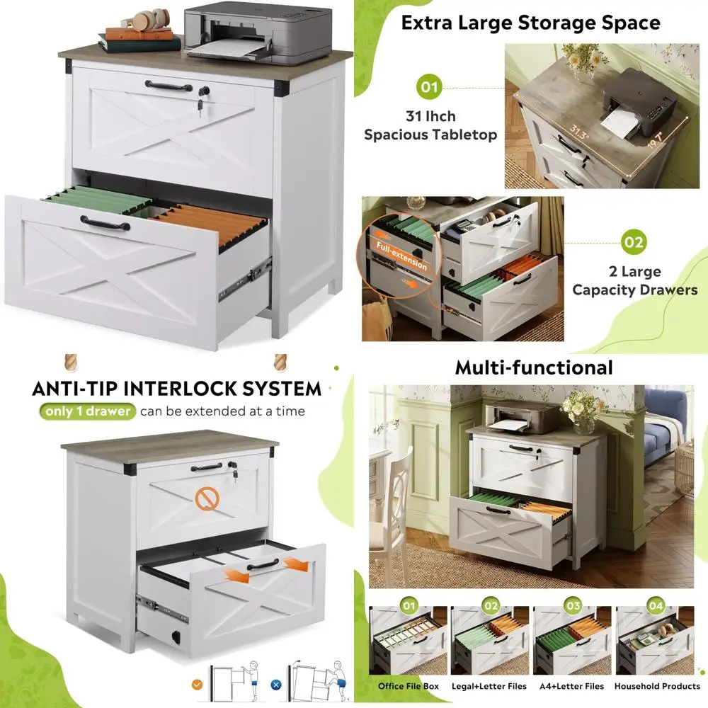 Lateral Wood File Cabinet with Lock, Ideal for Letter, Legal, and A4 Size Documents, Home Office Printer Stand
Lateral Wood File Cabinet with Lock, Ideal for Letter, Legal, and A4 Size Documents, Home Office Printer Stand
