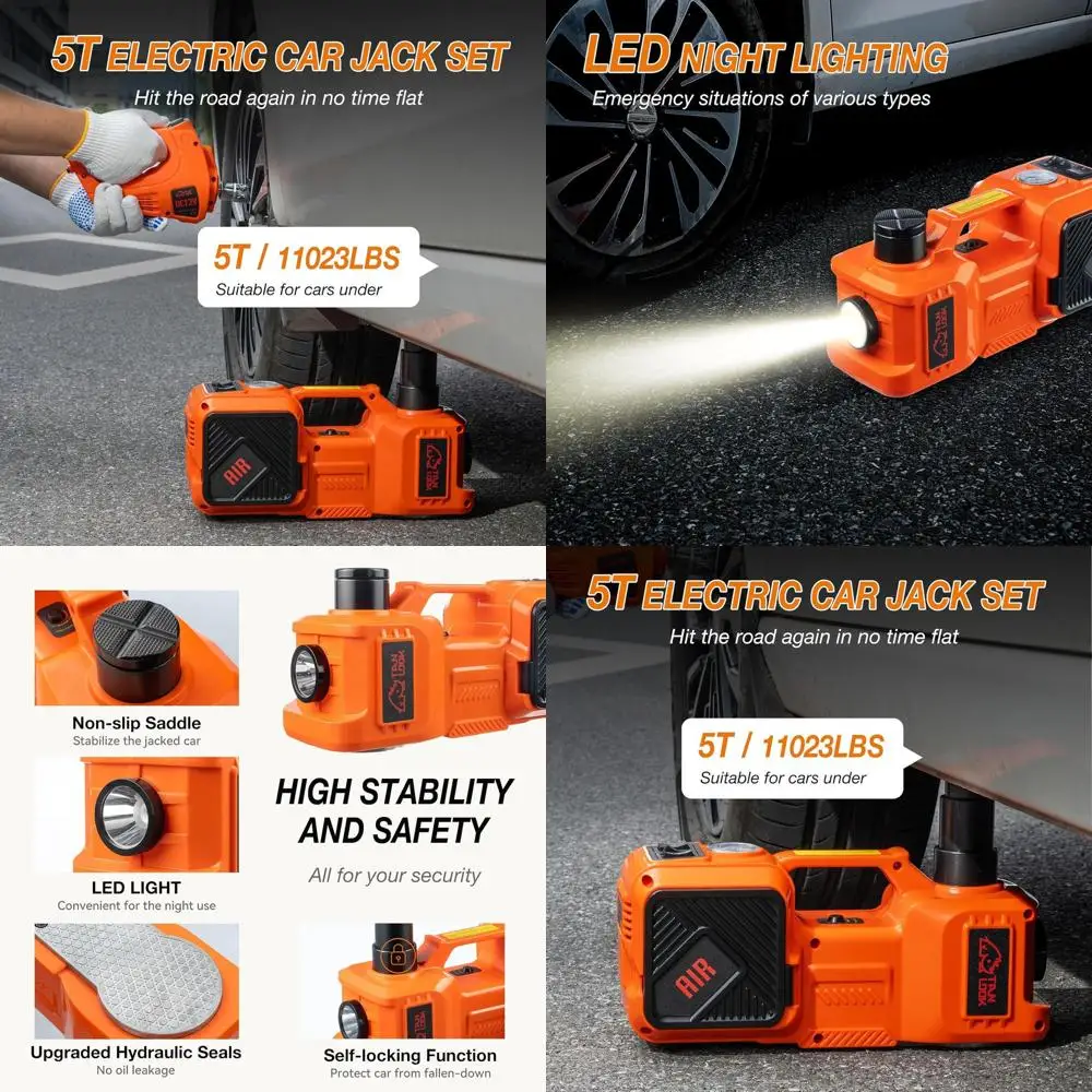 12V Heavy-Duty 5-Ton Hydraulic Car Jack Kit for Tire Changes and Garage Repairs - Suitable for Cars, SUVs, MPVs, and Trucks
12V Heavy-Duty 5-Ton Hydraulic Car Jack Kit for Tire Changes and Garage Repairs - Suitable for Cars, SUVs, MPVs, and Trucks